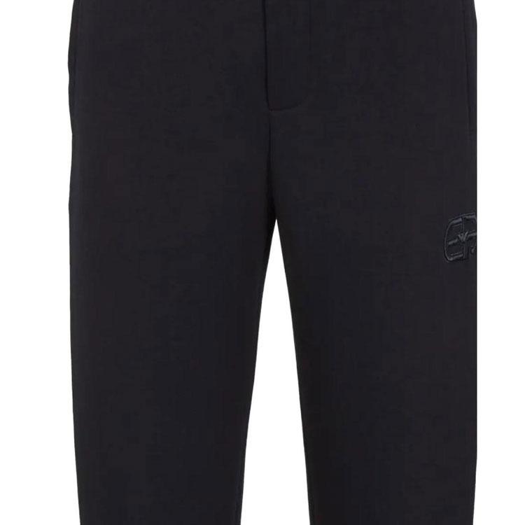 Emporio Armani FW23 Solid Color Logo Embroidered Cuffed Knit Sweatpants Men bottoms Navy-Blue 8N1PT01JHSZ0920