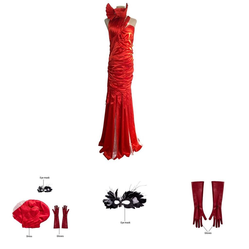 Exquisite Cruella De Vil Kuyla Cosplay Costume Set With Elegant Gown And Accessories