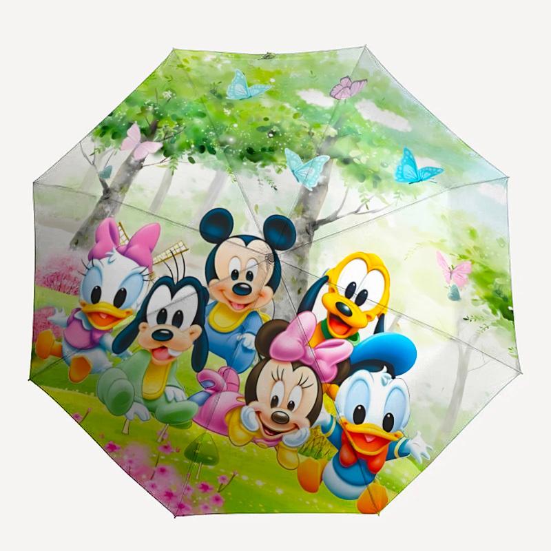 

1pc Mickey Mouse Automatic Folding Umbrella, 8-Rib Portable & Foldable Design, All-Season Use, Highqualityy0722018