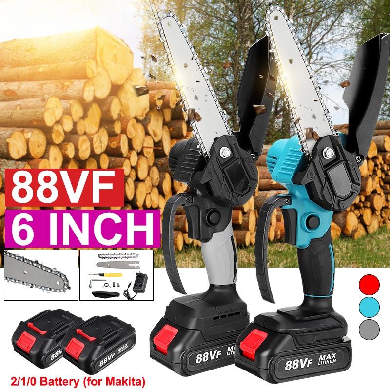 

2000 Вт 6-дюймовая электрическая цепная пила, аккумуляторные цепные пилы, одноручная литиевая батарея, резак по дереву Without Battery серый