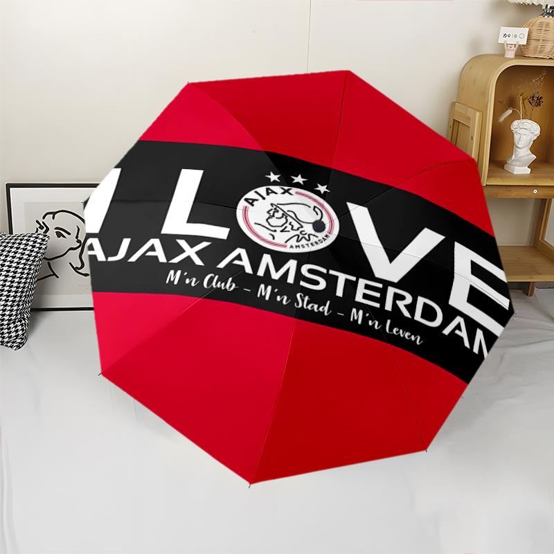 AFC Ajax Print Automatic Umbrella, 8 Rib Iron Frame, Plastic Handle, Suitable for Outdoor Travel &Daily , Ideal Gift