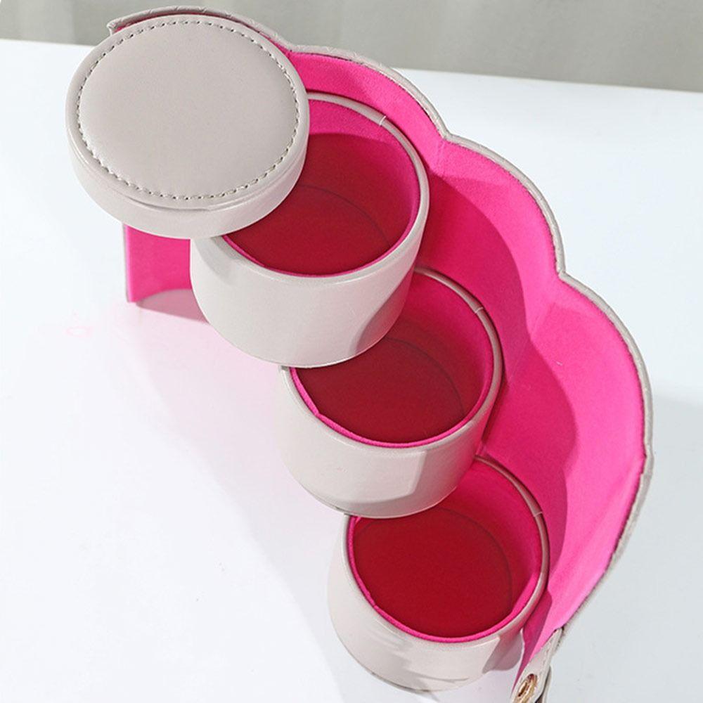 New PU Leather Travel Jewelry Case Multifunctional Portable Small Jewelry Box Three-layer Cylindrical Jewelry Storage Box