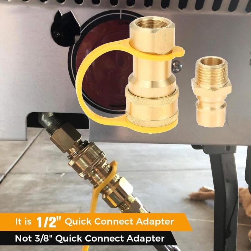 Practical Brasses Gas Fittings Quick Disconnecting Connectors 1/2Inch NPT Thread For Propanes Natural Gas Grills Pizza Oven
