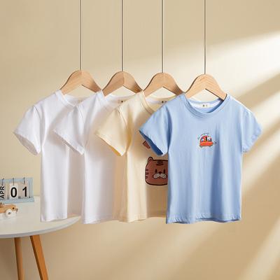 Chłopięcy Dziecięcy T-shirt z Krótkim Rękawem Top dla Dziewczynek Letnie Ubrania Odzież Dziecięca Mała Ikona Czysta Bawełna Prosty Styl Ubrania