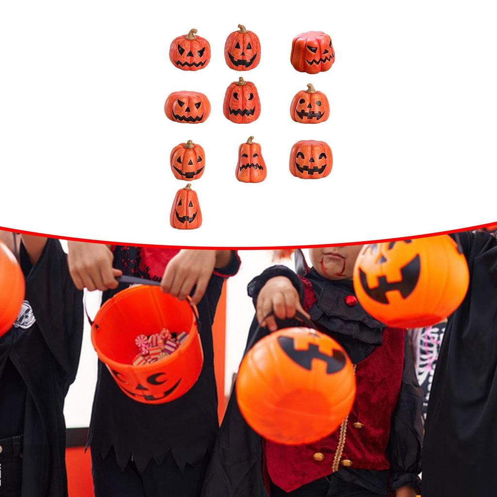 11Pcs Halloween Pumpkin Decorations Resin Gift for Dining Room Garden Indoor