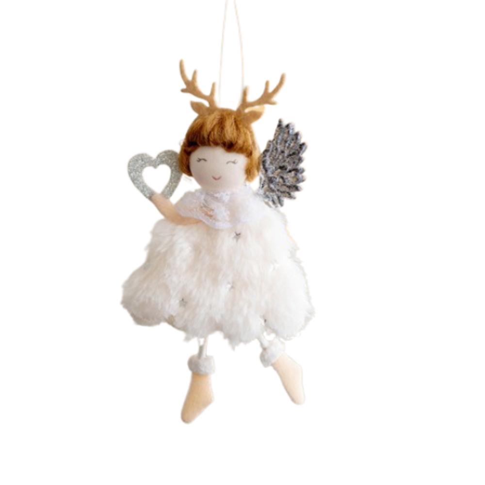 2pcs Soft Wings Angel Girl Pendant Plush Xmas Tree Hanging Decorations  Party Favors