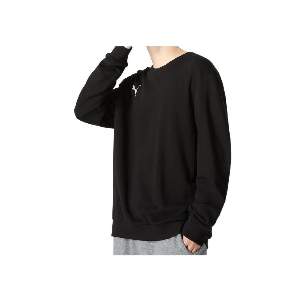Puma Solid Color Logo Crew Neck Sweatshirt Men Tops Black 656933-03