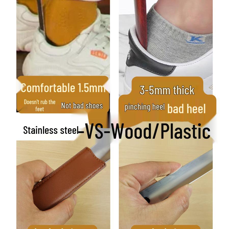 Long Handle Stainless Steel Shoehorn - Extended Metal Shoe Lifter