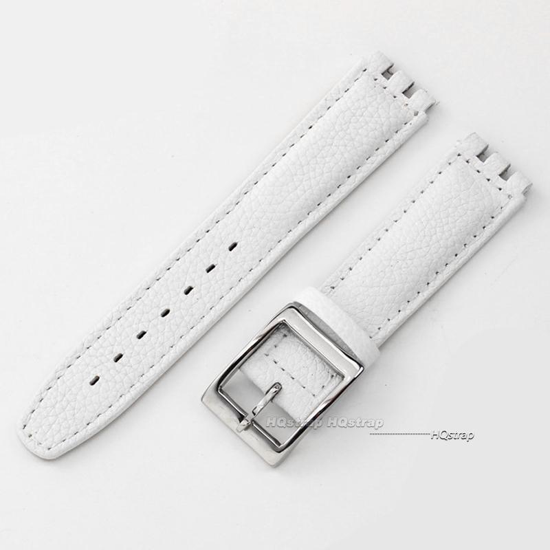 17mm Echtes Lederarmband für Swatch Armband Litschi Uhrarmband Armband Braun Uhrenarmbänder Damen Herren Uhr Gürtel Zubehör
