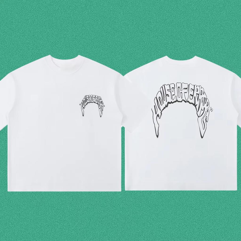 2026 Abstract Eye Graphic Double Sided Tee Retro Distorted Letter Front Back Print Oversized Streetwear Tshirt For Unisex Unisex