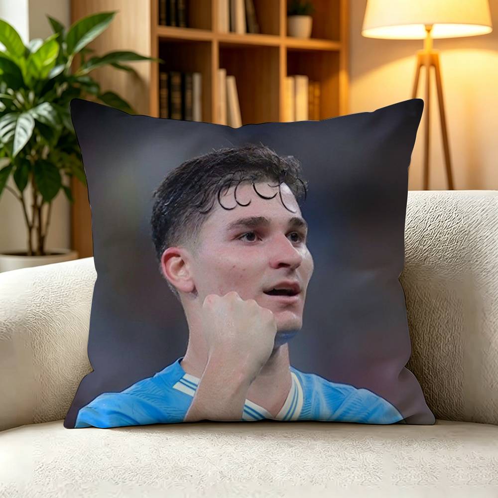 J-Julian Alvarez Argentina Striker Sports Pillow Case Square Double-Sided Sofa Cushion Cover Bedroom Bedside Pillow