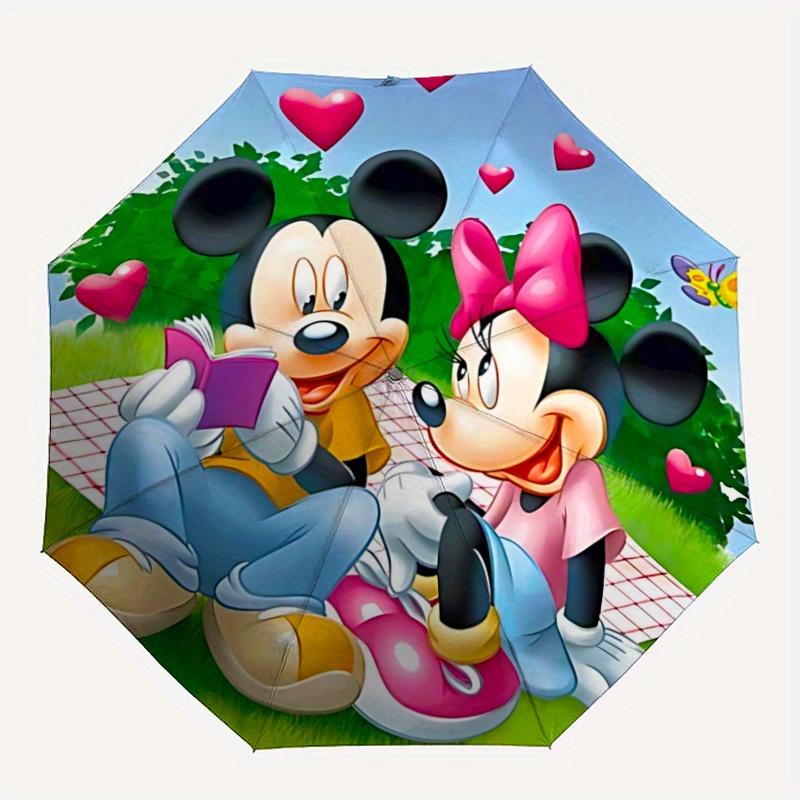 

1pc Mickey, MinnieDesign Automatic Open/close Folding Umbrella - Compact Travel Umbrella, Heavy-Duty 8-Rib Construction