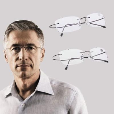 Men Business Classic Ultralight Rimless Memory Titanium Magnetic Reading Glasses Women Presbyopic Eyeglasses Strength +1.0~+4.0