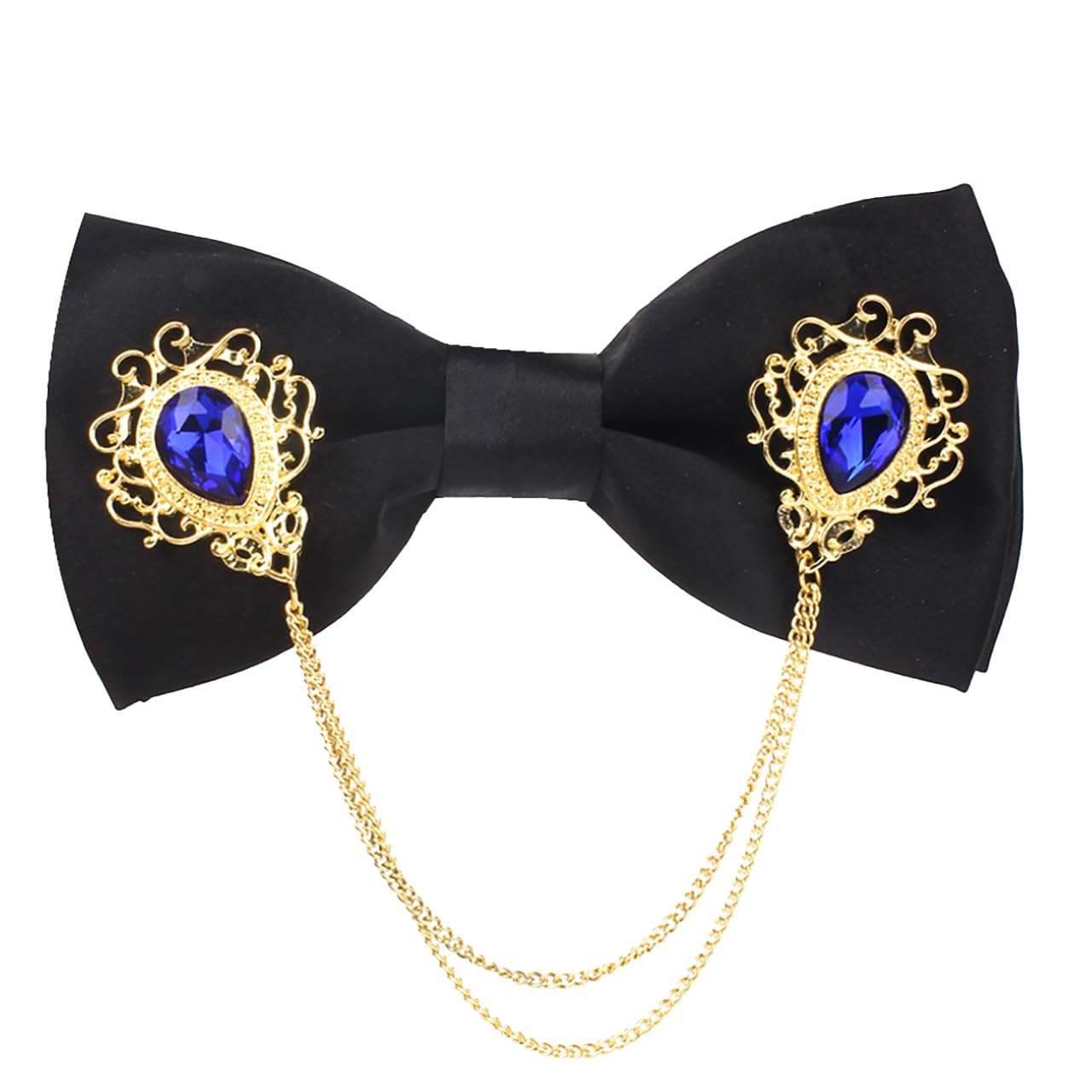 [Белый Клык] Элегантный Металлический Цепочный Галстук-Бабочка Вечеринка Стильный Мужской и Женский NC092 (Драгоценное Золото)