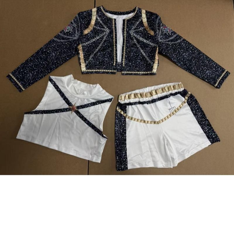 2025 New Cosplay Suit Devil Hunter K-pop Three-piece Suit Clothing Pop Singer Halloween Girls Skirts and Upper Garment Wear Set