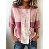 Women's Rust Plaid Print Drawstring Button Up Blouse, Casual Round Neck Tops for Spring Summer Daily Vacation Wear