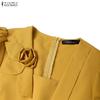 ZANZEA Women Casual Square Collar Summer Short Sleeve Sheath Dress