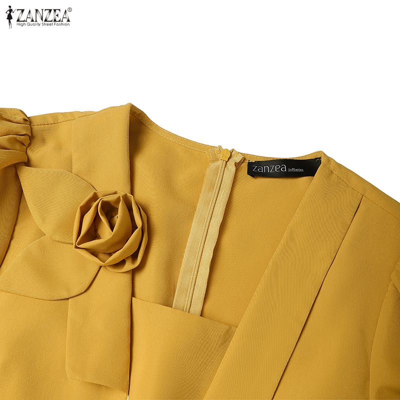 ZANZEA Women Casual Square Collar Summer Short Sleeve Sheath Dress