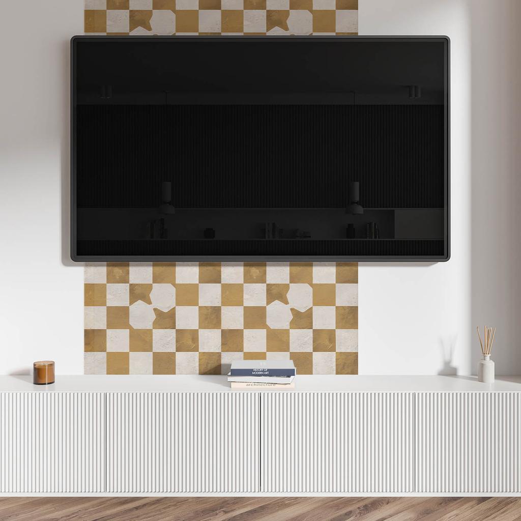 Wall Decor PVC Panel With Pattern For Room 100x50 cm Abstract Checkerboard Pattern
