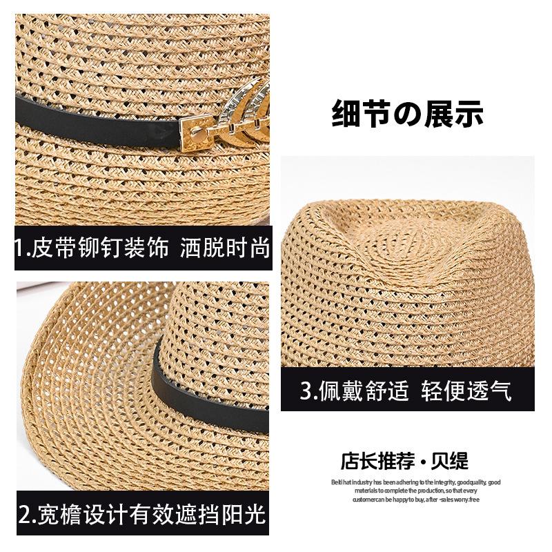 Western cowboy straw hat showing face small ethnic style hat men's and women's outdoor shading breathable straw sun hat tide