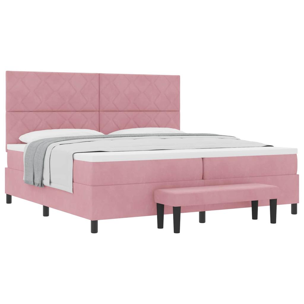 Box Spring Bed with Headboard Pink 200 X 200 Cm Velvet