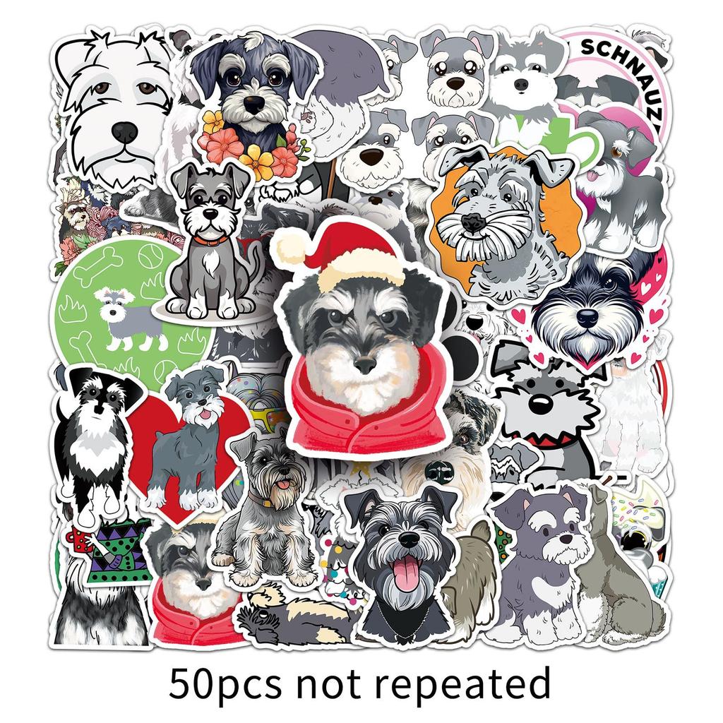 50 Schnauzer Graffiti Stickers Personalized Cartoon Cute Dog Decorative Mobile Phone Case Water Cup Waterproof Stickers