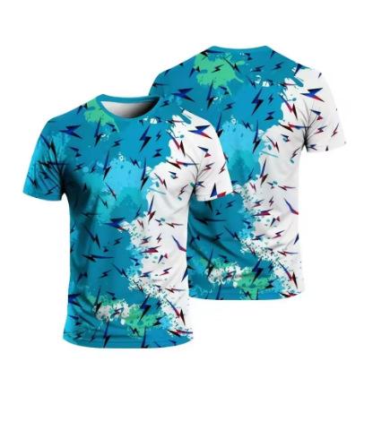 Summer Fashion 3D Color Sports T-Shirt Men's Loose and Comfortable Daily Casual O Neck Plus Short Top