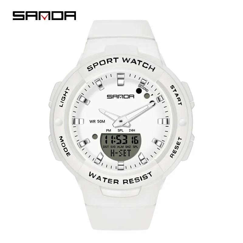 SANDA 6005 Feminino Luxury Sport Military Women's Watches 5ATM Waterproof blueFashion Quartz Watch for Female Clock Relogio