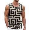 Canottiera Uomo Retro Geometrica Stampata 3D Estiva Casual Girocollo Tendenza Moda Gilet Senza Maniche Ampio Traspirante Top Sportivi