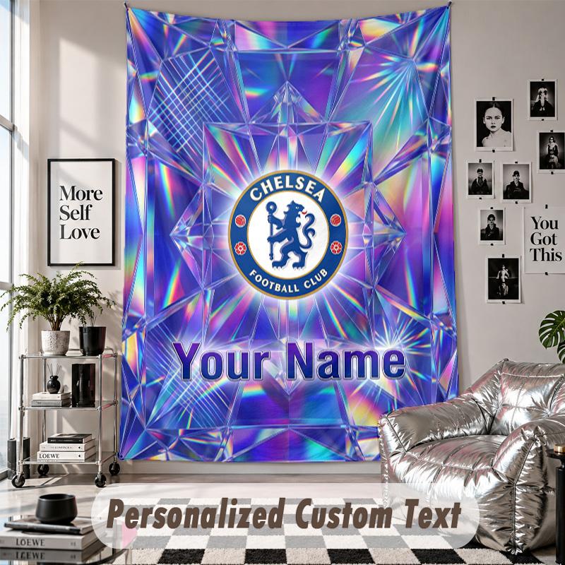 Custom Tapestry Wall Hanging, Chelsea FC Personalized Name Text Home Wall Decor