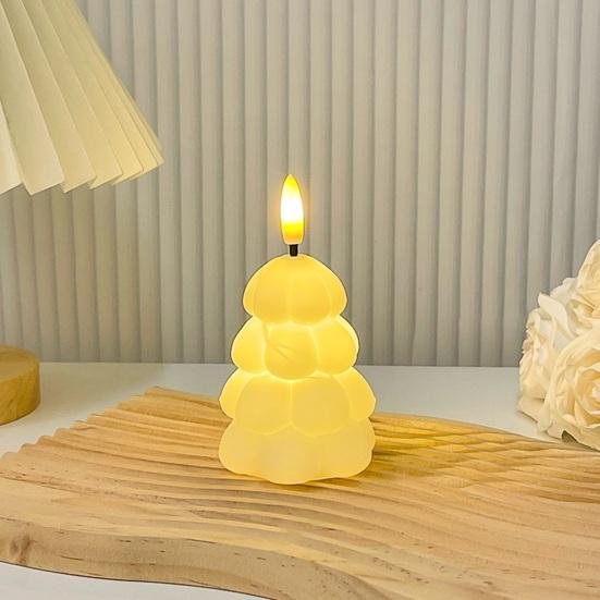 Warm White Decorative Lighting Christmas Tree Shaped Flameless LED Candles, Battery Operated Flickering Candle Themed Accent Light, Holiday
