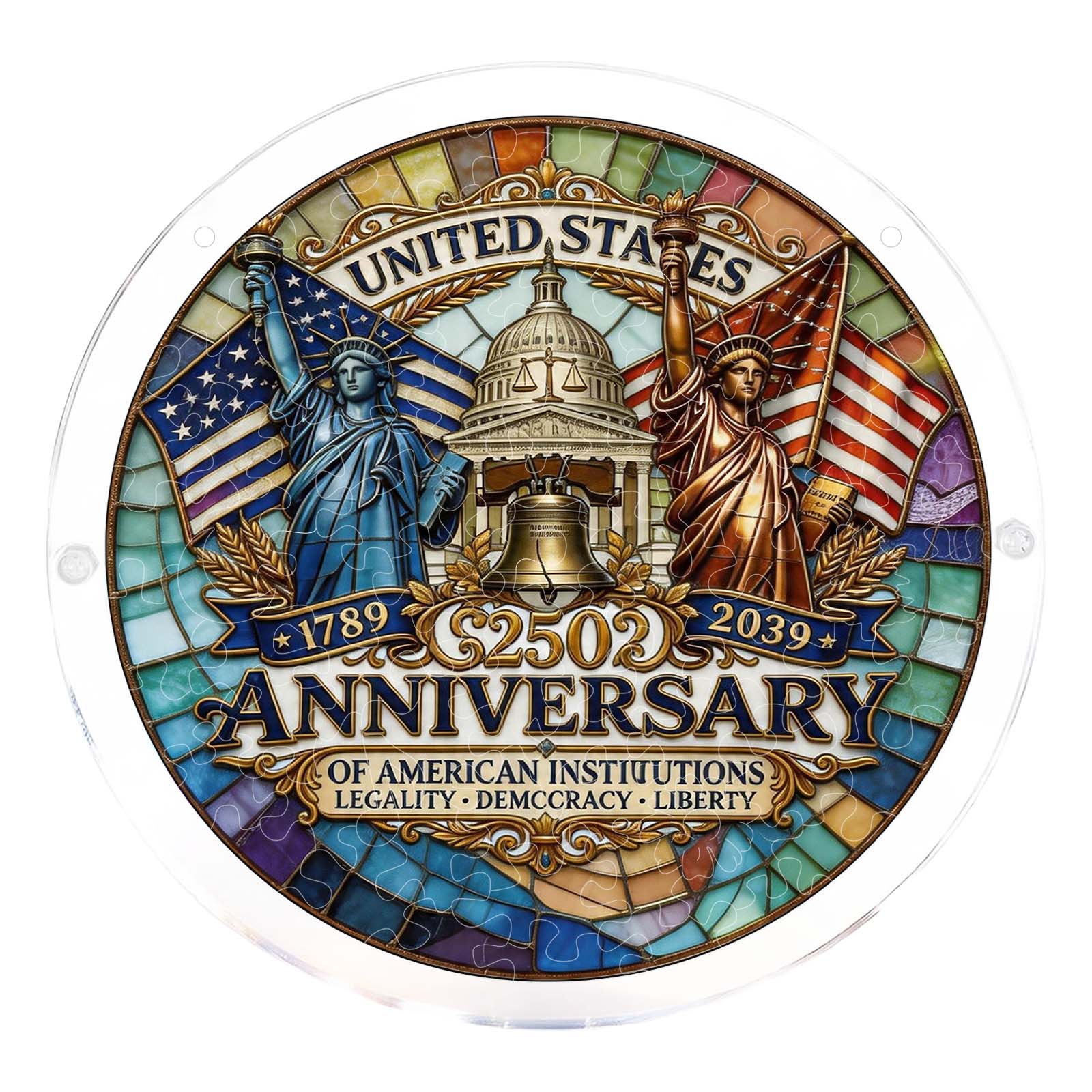 

2D Acrylic Suncatcher Window Hanging Ornament United States 250th Anniversary Commemorative Decoration for Home or Office Display One Size