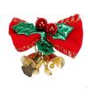 4Pcs Christmas Bow Bell Supplies Glitter Pendant Crafts Topper Charm Xmas Tree Hanging Decorations