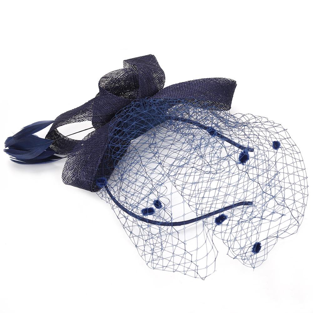 Matrimonio Donna Rete Maglia Velo Viso Sposa Cappelli Sposa Fascinator Copricapo Accessorio Capelli(marina)