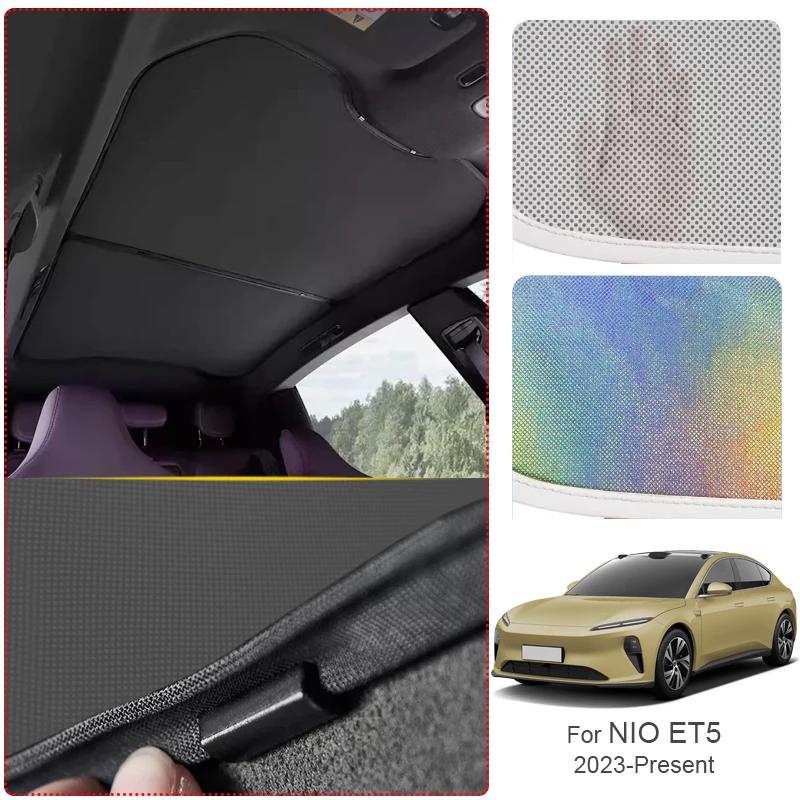 Car Sunroof Sunshade Cover For NIO ET5 2023-Present Colorful Ice Nano Heat Insulation Skylight Anti-UV Auto Accessories