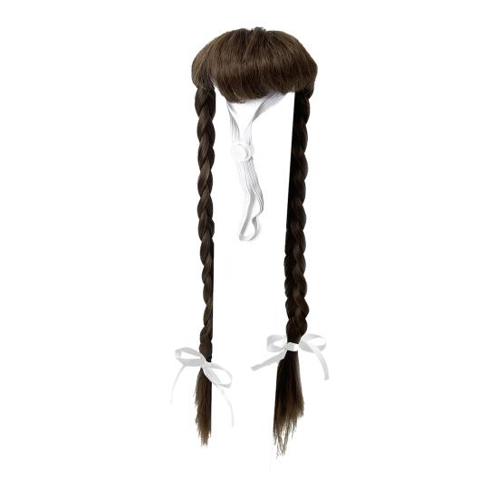 Porch Goose Wig Cute Goose Statue Braid Wig Funny Double Braids with Adjustable Elastic Band for Lawn Goose Statue Yard Garden Outdoor Decoration