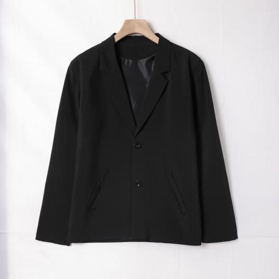 Erkekler Blazer Düz Renk Tek göğüslü Yatak Açma Yaka Ceket Bahar Sonbahar Gevşek Takım Elbise Ceket Streetwea...