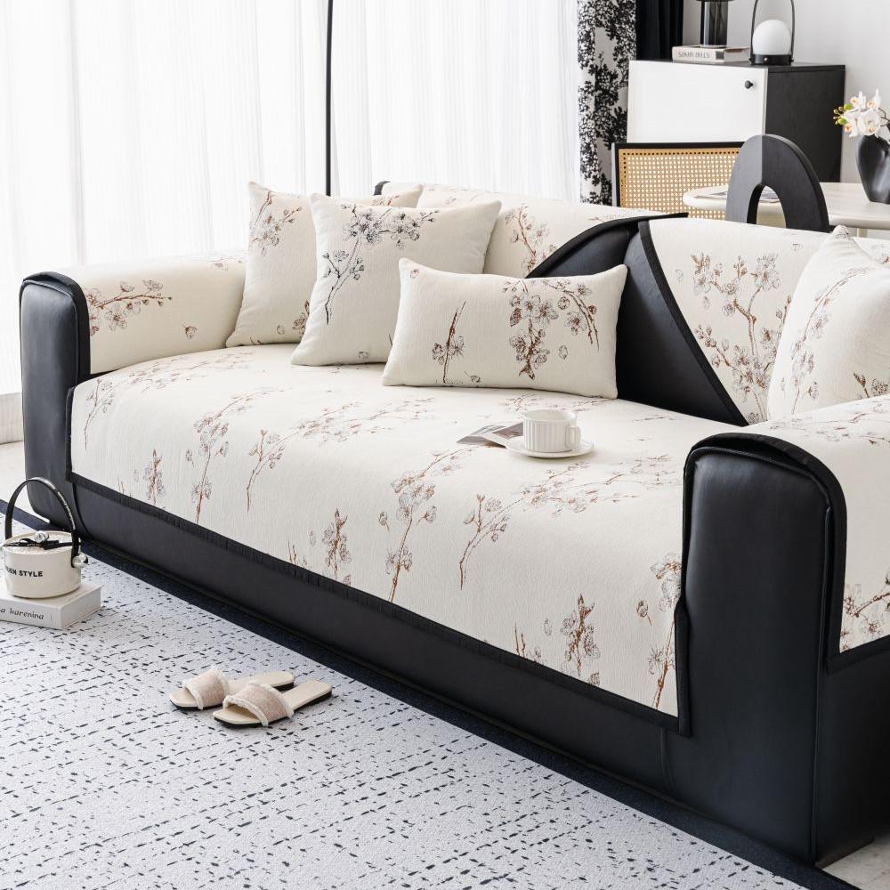 Plum Blossom Sofa Covers Living Room Anti-slip Couch Furniture Protection Cover Universal Chenille Peony Sofa Slipcover