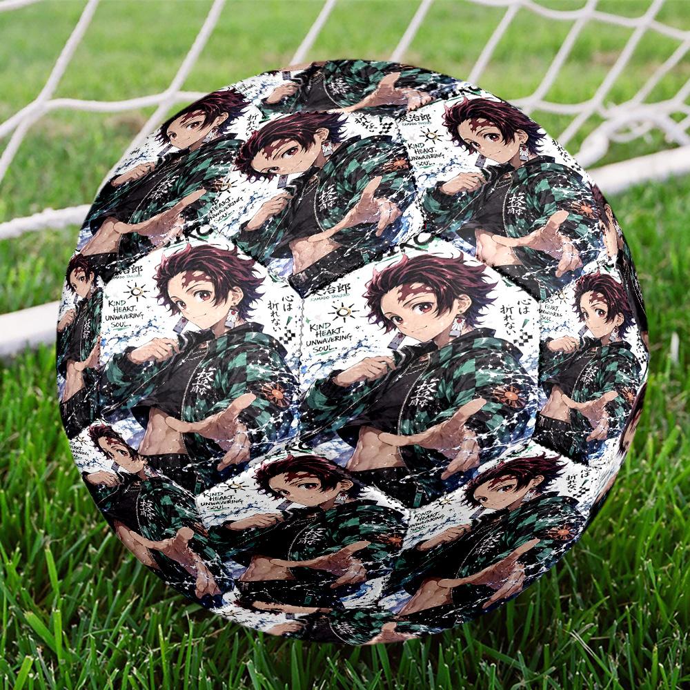 Demon Slayer Print Size 5 Soccer Ball, Standard Match Football for Sports Game and Team Practice, Ideal Gift for Soccer Fans