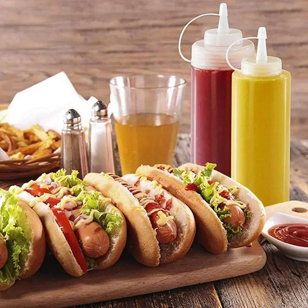240ML480ML Squeeze Bottles for Ketchup Mustard BBQ Sauces Olive Oil Dispenser Kitchen Tools Durable Leakproof
