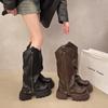 Thick-soled But Knee Boots Women's 2025 Autumn and Winter New British Style High Trouser Boots Small Skinny Knight Boots