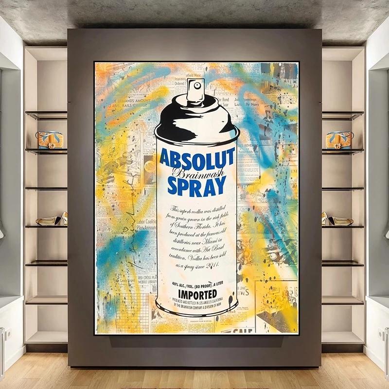 

Абстрактные желтые картины на холсте Absolut, граффити, художественные постеры, принты, настенные художественные картины для украшения гостиной, Cuadros