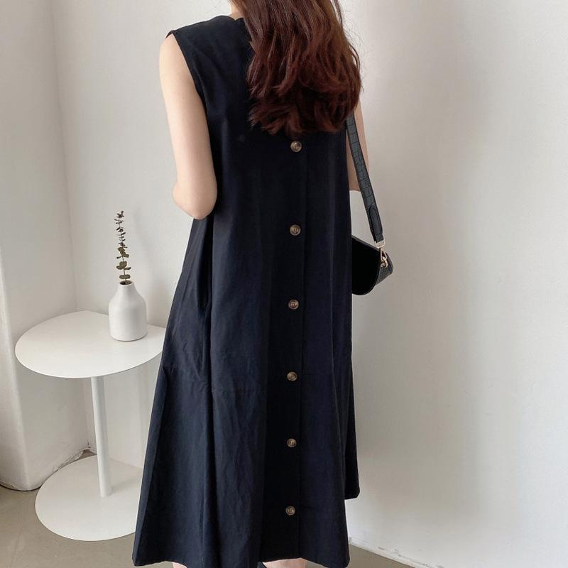 

Макси-платья Летние однобортные женские платья со спиной Сексуальные свободные женские платья-халат без рукавов Платья больших размеров L темно-синий