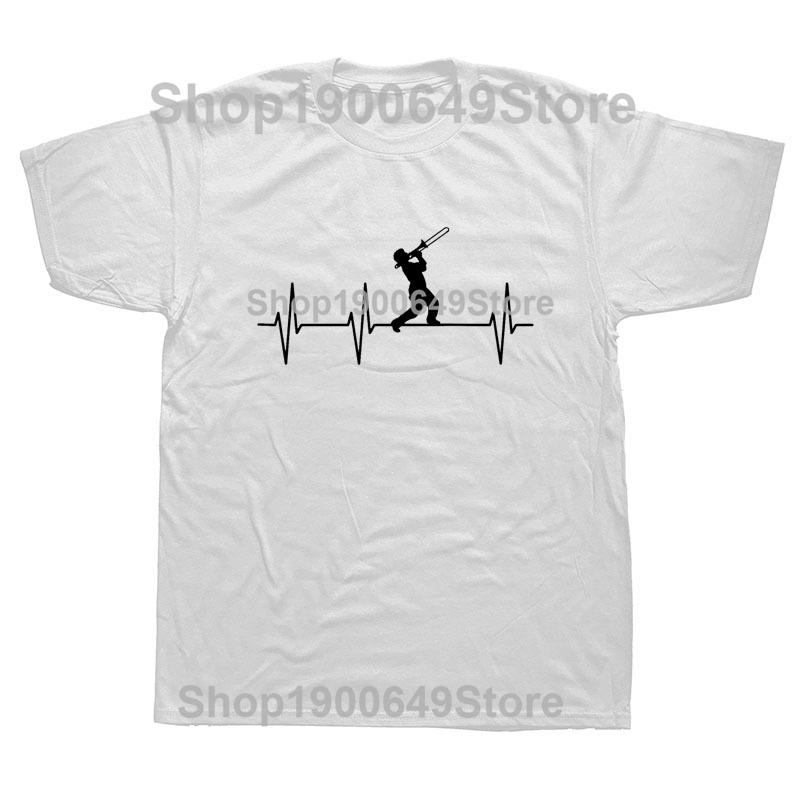 Summer I Play The Trombone Music Lover Trombone Heartbeat TShirt Men New Short Sleeve T Shirt Cotton Men Funny