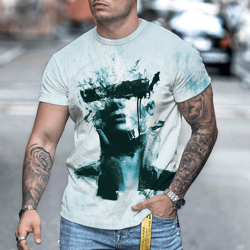 Summer Men T-Shirt Round Collar Short Sleeve Shirt Tee Top
