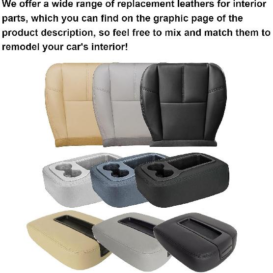 GXARTS Driver Or Passenger Side Bottom Replacement Leather Seat Cover Black Compatible With Chevy Avalanche Silverado Suburban Tahoe GMC Sierra Yukon
