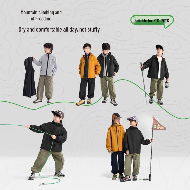 Zuoxi Children's Functional Waterproof Multi-Pocket Shell Jacket