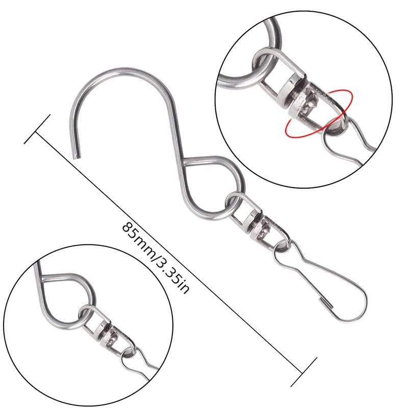 Ganci Universali Rotanti a 360 Gradi in Acciaio Inossidabile Gancio Girevole Multifunzionale Campanelli a Vento Ornamenti di Cristallo Decorazione da Esterno