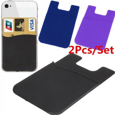 2 Pezzi Adesivo Silicone Tasca Porta Carte di Credito Portamonete Custodia per Cellulare