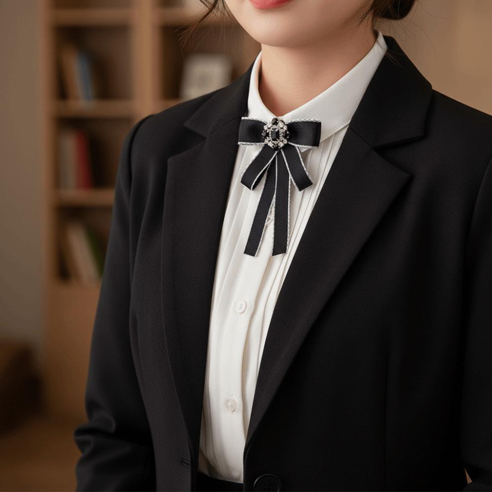 Rhinestone Crystal Bow Brooches Cloth Art Necktie Trend Shirt Collar Pins Jewelry Accessories